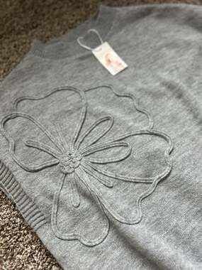 PrettyGarden Flower Mock Neck Knit Sweater Vest